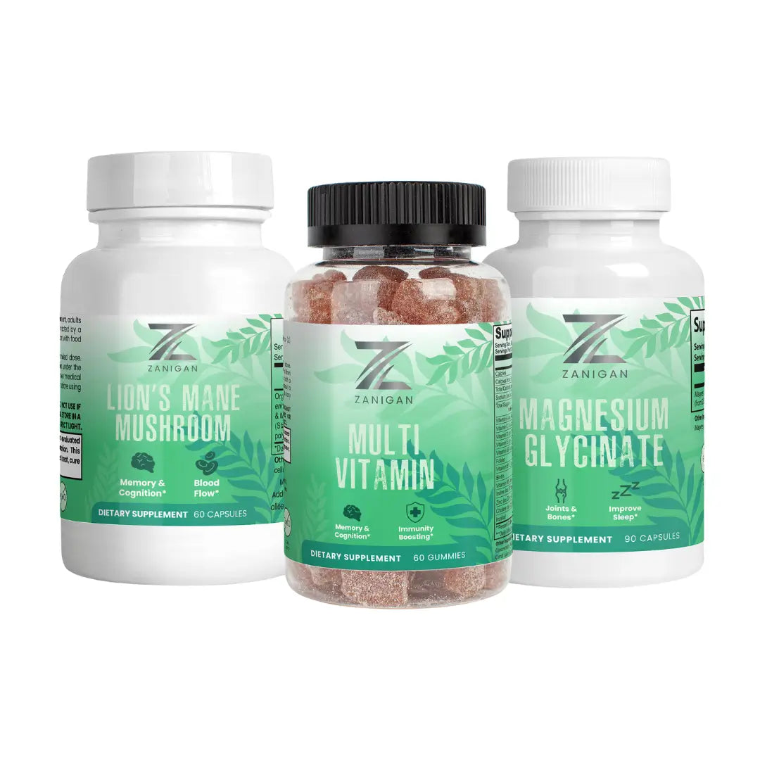Cognitive & Stress Relief Bundle, lion's mane, Multi-vitamin gummies, Magnesium